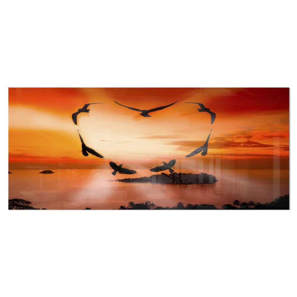 SUNSET MOUNTAIN LAKE CANVAS PICTURE PRINT WALL ART 6098